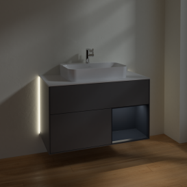 Тумба под раковину Villeroy & Boch Finion 100х50,1 см с подсветкой МДФ антрацит матовый лак/стекло белое матовое G371HGGK