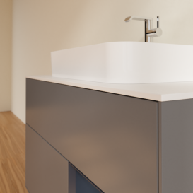 Тумба под раковину Villeroy & Boch Finion 100х50,1 см с подсветкой МДФ антрацит матовый лак/стекло белое матовое G371HGGK