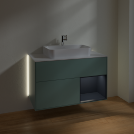Тумба под раковину Villeroy & Boch Finion 100х50,1 см с подсветкой МДФ оливковый матовый лак/стекло белое матовое G371HGGM