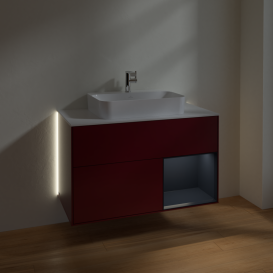 Тумба под раковину Villeroy & Boch Finion 100х50,1 см с подсветкой МДФ пион матовый лак/стекло белое матовое G371HGHB