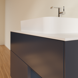 Тумба под раковину Villeroy & Boch Finion 100х50,1 см с подсветкой МДФ темно-синий матовый лак/стекло белое матовое G371HGHG