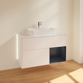 Тумба под раковину Villeroy & Boch Finion 100х50,1 см с подсветкой МДФ белый матовый лак/стекло белое матовое G371HGMT