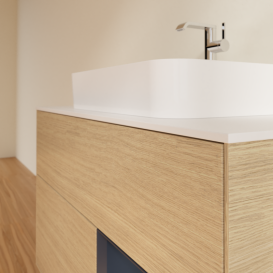 Тумба под раковину Villeroy & Boch Finion 100х50,1 см с подсветкой МДФ шпон дуба/стекло белое матовое G371HGPC