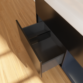 Тумба под раковину Villeroy & Boch Finion 100х50,1 см с подсветкой МДФ черный матовый лак/стекло белое матовое G371HGPD