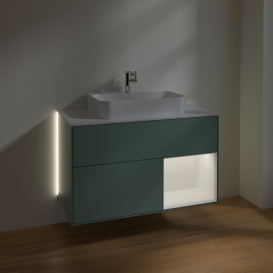 Тумба под раковину Villeroy & Boch Finion 100х50,1 см с подсветкой МДФ оливковый матовый лак/стекло белое матовое G371MTGM