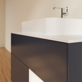 Тумба под раковину Villeroy & Boch Finion 100х50,1 см с подсветкой МДФ темно-синий матовый лак/стекло белое матовое G371MTHG