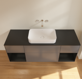 Тумба под раковину Villeroy & Boch Finion 160х50,1 см с подсветкой МДФ антрацит матовый лак/стекло черное матовое G742PDGK