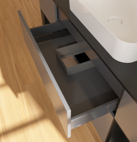 Тумба под раковину Villeroy & Boch Finion 160х50,1 см с подсветкой МДФ антрацит матовый лак/стекло черное матовое G742PDGK