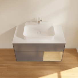 Тумба под раковину Villeroy & Boch Finion 100х50,1 см с подсветкой МДФ антрацит матовый лак/стекло белое матовое G371PCGK