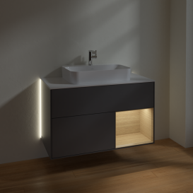 Тумба под раковину Villeroy & Boch Finion 100х50,1 см с подсветкой МДФ антрацит матовый лак/стекло белое матовое G371PCGK