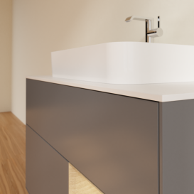 Тумба под раковину Villeroy & Boch Finion 100х50,1 см с подсветкой МДФ антрацит матовый лак/стекло белое матовое G371PCGK