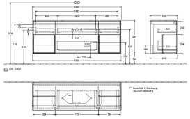 Тумба під раковину Villeroy & Boch Finion 160х50,1 см з підсвічуванням МДФ півонія матовий лак/скло чорне матове G742PDHB