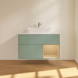 Тумба под раковину Villeroy & Boch Finion 100х50,1 см с подсветкой МДФ оливковый матовый лак/стекло белое матовое G371PCGM