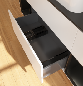 Тумба под раковину Villeroy & Boch Finion 160х50,1 см с подсветкой МДФ белый матовый лак/стекло черное матовое G742PDMT