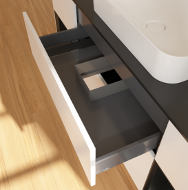 Тумба под раковину Villeroy & Boch Finion 160х50,1 см с подсветкой МДФ белый матовый лак/стекло черное матовое G742PDMT