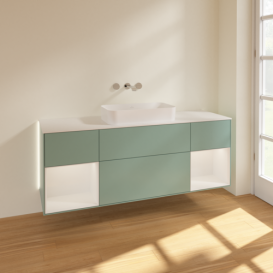 Тумба под раковину Villeroy & Boch Finion 160х50,1 см с подсветкой МДФ оливковый матовый лак/стекло белое матовое G741GFGM