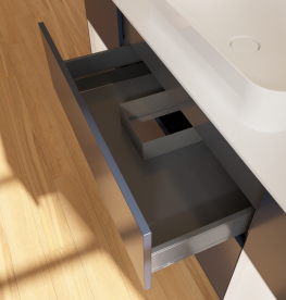 Тумба под раковину Villeroy & Boch Finion 160х50,1 см с подсветкой МДФ темно-синий матовый лак/стекло белое матовое G741GFHG