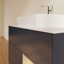 Тумба под раковину Villeroy & Boch Finion 100х50,1 см с подсветкой МДФ темно-синий матовый лак/стекло белое матовое G371PCHG