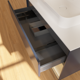 Тумба под раковину Villeroy & Boch Finion 100х50,1 см с подсветкой МДФ темно-синий матовый лак/стекло белое матовое G371PCHG