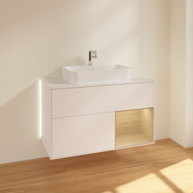 Тумба под раковину Villeroy & Boch Finion 100х50,1 см с подсветкой МДФ белый матовый лак/стекло белое матовое G371PCMT