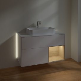 Тумба под раковину Villeroy & Boch Finion 100х50,1 см с подсветкой МДФ белый матовый лак/стекло белое матовое G371PCMT