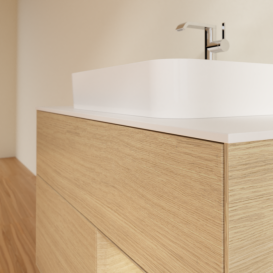 Тумба под раковину Villeroy & Boch Finion 100х50,1 см с подсветкой МДФ шпон дуба/стекло белое матовое G371PCPC