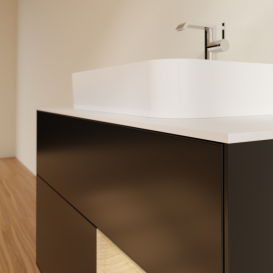 Тумба под раковину Villeroy & Boch Finion 100х50,1 см с подсветкой МДФ черный матовый лак/стекло белое матовое G371PCPD