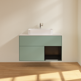 Тумба под раковину Villeroy & Boch Finion 100х50,1 см с подсветкой МДФ оливковый матовый лак/стекло белое матовое G371PDGM