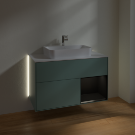 Тумба под раковину Villeroy & Boch Finion 100х50,1 см с подсветкой МДФ оливковый матовый лак/стекло белое матовое G371PDGM
