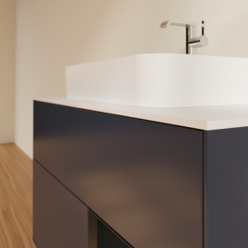 Тумба под раковину Villeroy & Boch Finion 100х50,1 см с подсветкой МДФ темно-синий матовый лак/стекло белое матовое G371PDHG