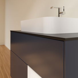 Тумба под раковину Villeroy & Boch Finion 100х50,1 см с подсветкой МДФ темно-синий матовый лак/стекло черное матовое G372GFHG