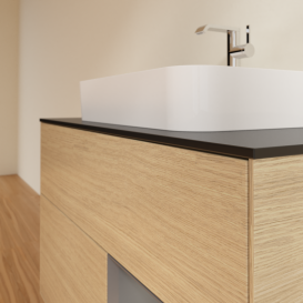 Тумба под раковину Villeroy & Boch Finion 100х50,1 см с подсветкой МДФ шпон дуба/стекло черное матовое G372GKPC