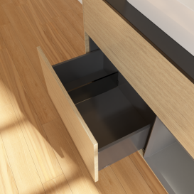 Тумба под раковину Villeroy & Boch Finion 100х50,1 см с подсветкой МДФ шпон дуба/стекло черное матовое G372GKPC