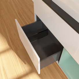 Тумба под раковину Villeroy & Boch Finion 100х50,1 см с подсветкой МДФ глянцевый белый лак/стекло черное матовое G372GMGF