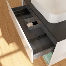 Тумба под раковину Villeroy & Boch Finion 100х50,1 см с подсветкой МДФ глянцевый белый лак/стекло черное матовое G372GMGF