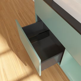 Тумба под раковину Villeroy & Boch Finion 100х50,1 см с подсветкой МДФ оливковый матовый лак/стекло черное матовое G372GMGM