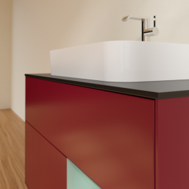 Тумба под раковину Villeroy & Boch Finion 100х50,1 см с подсветкой МДФ пион матовый лак/стекло черное матовое G372GMHB