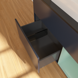 Тумба под раковину Villeroy & Boch Finion 100х50,1 см с подсветкой МДФ темно-синий матовый лак/стекло черное матовое G372GMHG