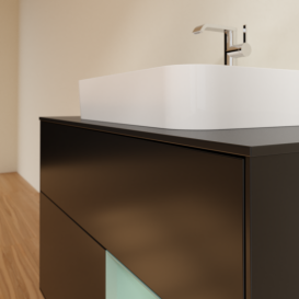 Тумба под раковину Villeroy & Boch Finion 100х50,1 см с подсветкой МДФ черный матовый лак/стекло черное матовое G372GMPD