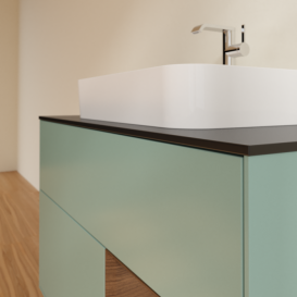 Тумба под раковину Villeroy & Boch Finion 100х50,1 см с подсветкой МДФ оливковый матовый лак/стекло черное матовое G372GNGM