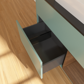 Тумба под раковину Villeroy & Boch Finion 100х50,1 см с подсветкой МДФ оливковый матовый лак/стекло черное матовое G372GNGM