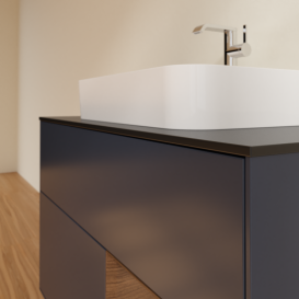 Тумба под раковину Villeroy & Boch Finion 100х50,1 см с подсветкой МДФ темно-синий матовый лак/стекло черное матовое G372GNHG