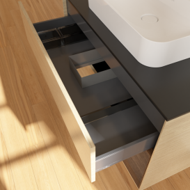 Тумба под раковину Villeroy & Boch Finion 100х50,1 см с подсветкой МДФ шпон дуба/стекло черное матовое G372GNPC