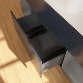 Тумба под раковину Villeroy & Boch Finion 160х50,1 см с подсветкой МДФ темно-синий матовый лак/стекло белое матовое G741GKHG