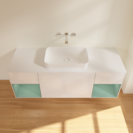 Тумба под раковину Villeroy & Boch Finion 160х50,1 см с подсветкой МДФ глянцевый белый лак/стекло белое матовое G741GMGF