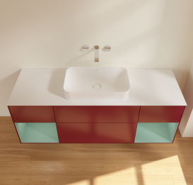 Тумба под раковину Villeroy & Boch Finion 160х50,1 см с подсветкой МДФ пион матовый лак/стекло белое матовое G741GMHB