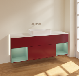 Тумба под раковину Villeroy & Boch Finion 160х50,1 см с подсветкой МДФ пион матовый лак/стекло белое матовое G741GMHB