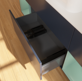 Тумба под раковину Villeroy & Boch Finion 160х50,1 см с подсветкой МДФ темно-синий матовый лак/стекло белое матовое G741GMHG