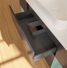 Тумба под раковину Villeroy & Boch Finion 160х50,1 см с подсветкой МДФ темно-синий матовый лак/стекло белое матовое G741GMHG