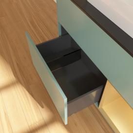 Тумба под раковину Villeroy & Boch Finion 100х50,1 см с подсветкой МДФ оливковый матовый лак/стекло черное матовое G372HFGM